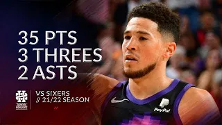 Devin Booker 35 pts 3 threes 2 asts vs Sixers 21/22 season