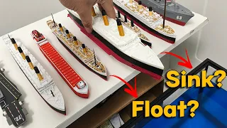 Will All These Ships [ Titanic, Edmund Fitzgerald, Olympic ] sink or Float? Titanic Model Sinking!