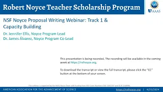 NSF Noyce Proposal Preparation Webinar: Track 1 & Capacity Building