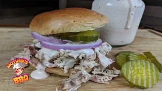 The easiest BBQ Pulled Chicken Sandwiches with Alabama Sauce recipe