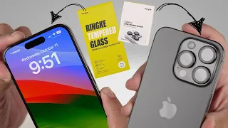 iPhone 15 Pro Ringke Tempered Glass + Camera Lens Frame Glass Protectors - Install & Review
