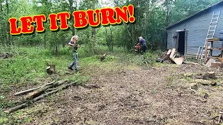 A HUGE FIRE  GOT US LIT UP!! farm, barn, tiny house, homesteading, off-grid, RV life, RV living|