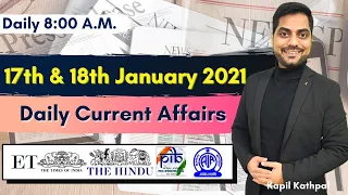 Daily Current Affairs | 17th & 18th January 2021 | Bank| SSC | Railways | CET 2021 | Kapil Kathpal |