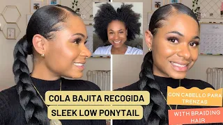 COLA BAJITA CON CABELLO TRENZA USANDO CABELLO POSTIZO EN CABELLO AFRO CORTO