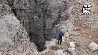 Complex cave rescue underway in Turkey to save ailing US scientist trapped 3,000 feet underground