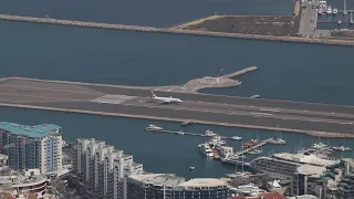 British Airways Airbus A320 Taking off from Gibraltar Airport from the top of the Rock