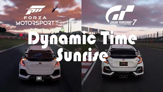 Forza Motorsport 2023 vs Gran Turismo 7 Comparison Graphics & Sound- Dynamic Time of Day: Sunrise
