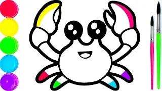 Glitter Rainbow Crab coloring and drawing for Kids Toddlers Кис Кис