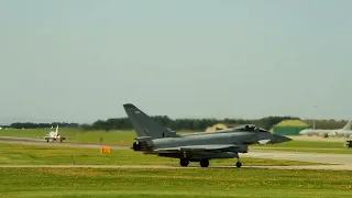 Typhoons x4 Performance take off RAF Lossiemouth .
