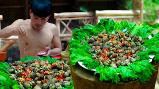 Primitive CH- Amazing eating oysters in jungle, very delicious.