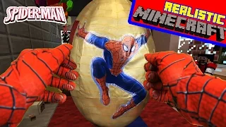 REALISTIC MINECRAFT - SPIDERMAN opens GIANT Spiderman SURPRISE EGG! Celebrating Spidersteves BDay!