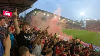 Who are ya Forest fans warming up before kick off against Sheffield United.