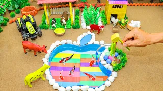 TOP DIY Farm with Cow house | Rainbow apple shaped aquarium | mini hand pump #105