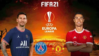 FIFA 21 | PSG vs Manchester United - Ft Messi, Ronaldo - UEFA Europa League - Full Gameplay