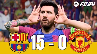 FC 24 MESSI, NEYMAR, MBAPPE, HAALAND VS RONALDO AND MANCHESTER UNTED ! BARCELONA 15 - 0 MAN UTD