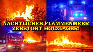 +++ NÄCHTLICHES FLAMMENMEER +++ TAUSENDE PALETTEN IN VOLLBRAND | FEUERWEHR IM GROSSEINSATZ