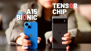 Pixel 6 vs iPhone 13 mini speed comparison! (Tensor chip vs A15 Bionic) INSANE!!