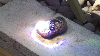 Solar heat ray lens from TV melts rock into lava then glass