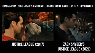 Justice League 2017 Vs 2021 Superman Fights Steppenwolf | Zack Snyder Cut Vs Whedon Cut #superman