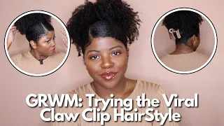 GRWM | Trying the VIRAL Hair Claw Clip Style on Type 4 Hair