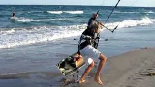 How to land and lauch your kiteboard at a beach part 2