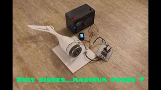 Power test wind turbine connect with only diode bridge rectifier at battery 12v #windturbine