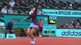 Maria Sharapova serving and volleying (WITH SOUND)