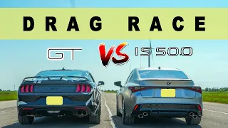 2022 Lexus IS500 vs 2022 Mustang GT, V8 battle ends in good terms. Drag and Roll Race.