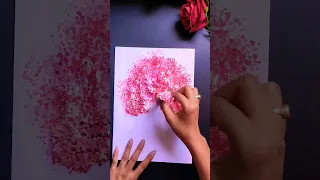 Easy tree painting using earbuds | Cherry blossoms | #shorts #youtubeshorts #acrylicpainting