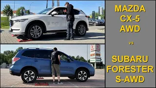 SLIP TEST - Mazda CX-5 2.5 i-ACTIV AWD vs Subaru Forester 2.0 CVT S-AWD - @4x4.tests.on.rollers