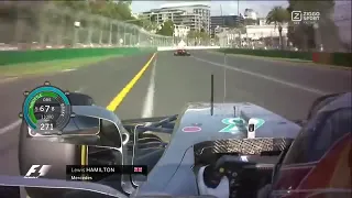 F1 2017 Lewis Hamilton Chasing Verstappen   Race Onboard   Australian Grand Prix   With Telemetry