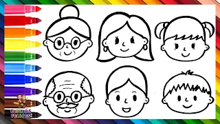 Dibuja y Colorea Una Familia 👵👴👩👨👧👦🌈 Dibujos Para Niños