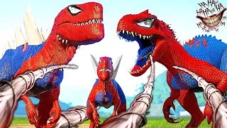 Tyrannosaurus Rex Vs Spiderman I-Rex Vs Indoraptor Jurassic World Evolution Dinosaurs Fighting
