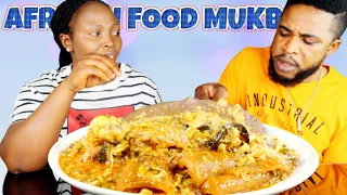 MASSIVE BROWN FUFU | OKRA SOUP WITH ASSORTED MEAT MUKBANG | AFRICAN FOOD