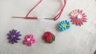 5 Easy Bullion Knot Stitch Flowers (Hand Embroidery Work)