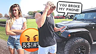 THROWING MY FIANCE'S PHONE OUT THE CAR WINDOW! *PRANK*