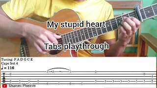My stupid heart fingerstyle cover - tabs playthrough [guitar lesson] + free tabs