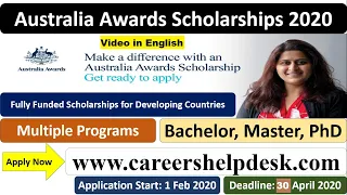 Australia Awards Scholarships 2020-Fully Funded for Developing Countries | English