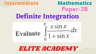 Definite integrals |; Integral 0 to pi x Sin x dx / 1+Sin x @EAG