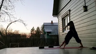 Evening yoga practice, Agapia Savitskaya, April 2019