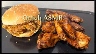 ASMR | SPICY BBQ CHICKEN WINGS AND ZINGER BURGER 飲食秀 |  穆克班格