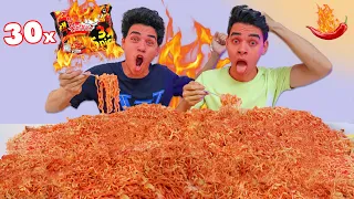 تحدي 30 اندومي كوري حار 3X🔥و العقاب !؟؟ شيل شعرك 😱