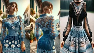 trending crochet dress designs || crochet dress knitted with wool ideas#crochet#dress#knitted