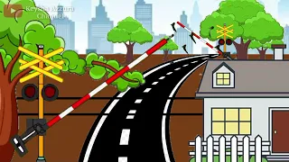 Animasi Perlintasan Palang Pintu Kereta Api | Railroad Crossing Animation | Part 8