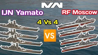 4 IJN Yamato Vs 4 RF Moscow Battle Modern Warships