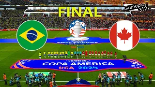 BRAZIL vs CANADA - FINAL | Copa America USA 2024 | Full Match All Goals | PES Gameplay