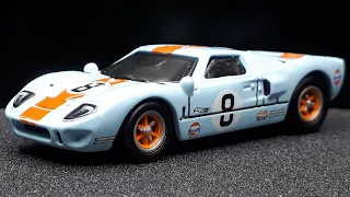 1/64 Ford GT40 Gulf by Hot Wheels with 3D printed wheels , diecast car model review custom