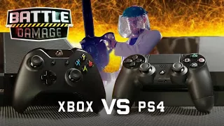 XBOX ONE vs PS4 Durability Test (Loser Gets Chainsaw) with VSauce! | WIRED’s Battle Damage