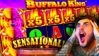 BUFFALO KING SLOT WON'T STOP PAYING!!!! ( HUGE WIN!!!)