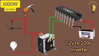 Diy Inverter 1000W 12v to 220v | CD4047 | IRFz44N | 50/60Hz frequency l Pure sine wave inverter...
